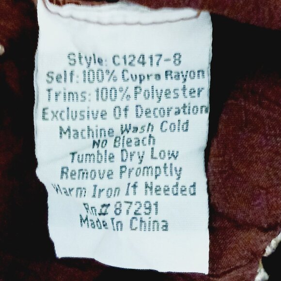 Johnny Was, Burgundy Brown Embroidered Boho Chic Top, Lt. Wt., Semi-Sheer, Small - Picture 16 of 16